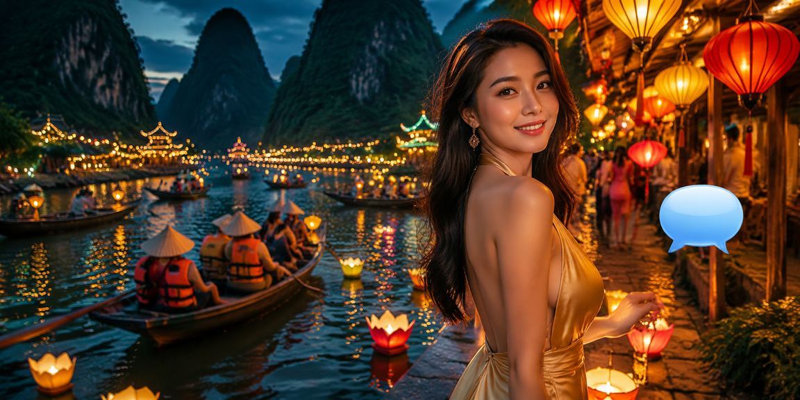 Không gian giải trí casino về đêm tại khu chợ đêm Ninh Bình với ánh đèn rực rỡ